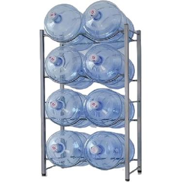 Imagem de Suporte Para Garrafa De Água De 5 Galões Suporte Para Garrafa De Água Resistente Prateleira Empilhável Organizador De Dispensador De Armário De Água Para Escritór, Black, 64×34×141cm