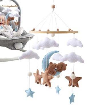 Imagem de Móbile Para Bebé,Móbile de Nuvens de Feltro para Berço Portátil | Brinquedo Calmante de Urso com Nuvem de Feltro para Decoração do Berçário, Quarto, Carrinho de Bebê, Estação de Fraldas e Quarto
