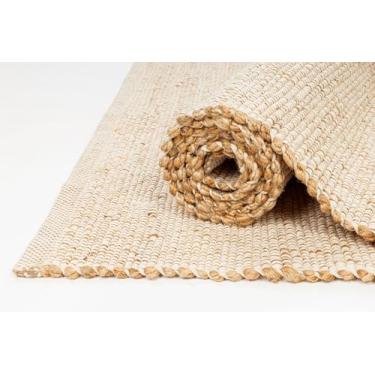 Imagem de KEMA Tapete de área de casa de fazenda natural tecido à mão de algodão de juta para sala de estar - decoração rústica vintage boêmia (20 x 1,5 m)