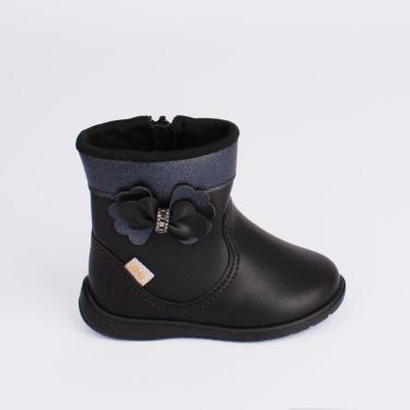 Imagem de Bota Infantil Kidy Soft Menina Preto Confortável Antiderrapante Botinha Moderna Primeiros Passos-Feminino