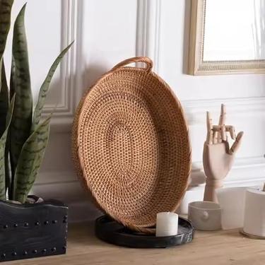 Imagem de Bandeja de frutas multifuncional, cesta de pão de vime, bandeja criativa para café da manhã (GG)