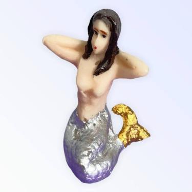 Imagem de Sereia 7Cm Resina Cor Prata