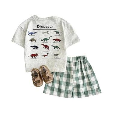 Imagem de Conjunto Infantil de Verão com Dinossauros - Algodão, Manga Curta e Sh