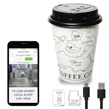 Imagem de LawMate PV-CC10W 1080P Tampa de copo de café com WiFi com cartão micro SD de 32 GB