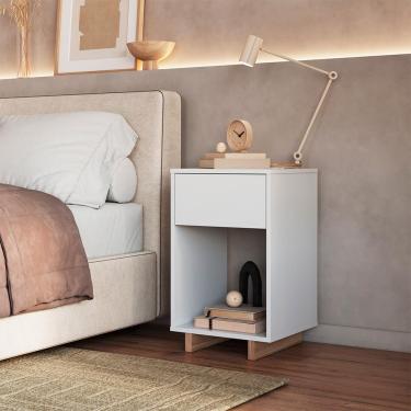 Imagem de Mesa de Cabeceira Nomad 1 Gaveta Branca e Montana