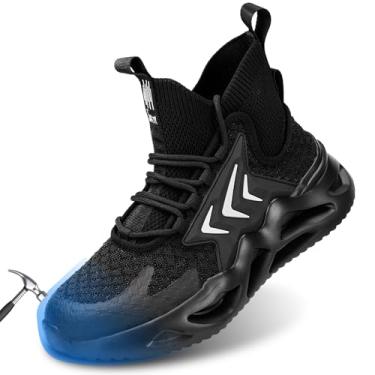 Imagem de Tênis de bico de aço para mulheres e homens, largo, antiderrapante, composto, tênis de trabalho, indestrutível, confortável, leve, respirável, construção, tênis à prova de perfurações, design