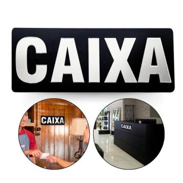 Imagem de Placa Acrílica Espelhada Caixa Loja Comércio Preto E Prata - Arte Sedu