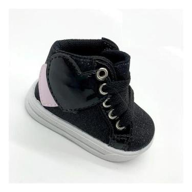 Imagem de Tênis Sapatinho Para Bebês Infantil Cano Alto Love Preto, 19