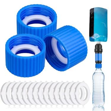 Imagem de Dexspoeny Kit de acoplamento de filtro de água de 3 peças, acoplamentos de limpeza de filtragem com 15 peças de vedação, para filtros de água roscados externos de 28 mm e garrafas de plástico padrão