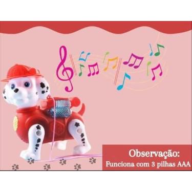 Imagem de Boneco Robô Patrulha Canina Marshall Fujão Infantil Com Luz E Som - So