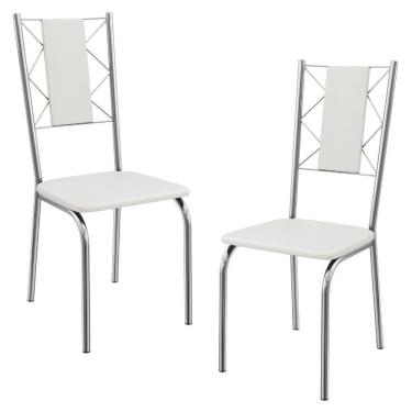 Imagem de Kit 2 Cadeiras Cromada Sala Jantar 2C076CR Corino Kappesberg Branco