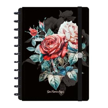 Imagem de Caderno de Disco Inteligente Personalizado Iscool G Floriografia Rosa Preto