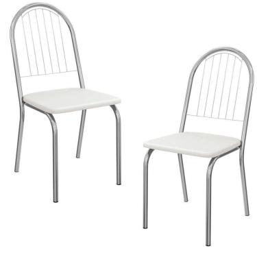 Imagem de Kit 2 Cadeiras Cromada Sala Jantar 2C077CR Corino Kappesberg Branco