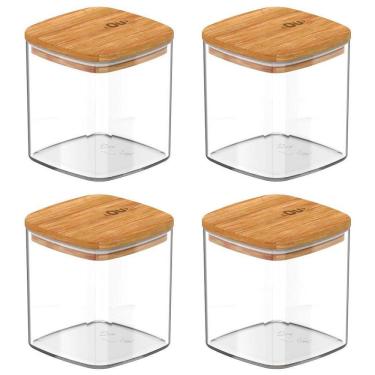 Imagem de Kit Com 4 Potes Herméticos Keep 150Ml Com Tampa De Bambu