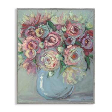 Imagem de Stupell Industries Design de arte giclée emoldurado cinza buquê de vaso azul peônia por Vanessa Piche, 76 x 61 cm