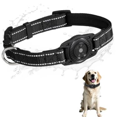 Imagem de SMART CC Coleira para cães Air Tag impermeável, Work for Apple Find My (não suporta suporte Andriod ajustável, coleira para cães com GPS para cães pequenos, médios e grandes (preto G)