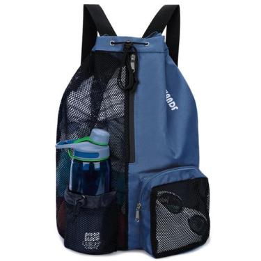 Imagem de Bolsa de natação WANDF Mesh Drawstring Mochila impermeável azul escuro
