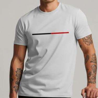 Imagem de Camiseta Masculina 100% Algodão Básica Estampa Pequena Minimalista Lis
