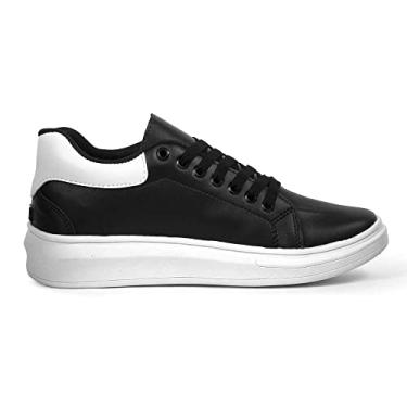 Imagem de Sapatenis Casual Sola Alta 5cm Oversize Branco Macio Sneaker Conforto e Estilo (Preto/Branco, BR, Adulto, Numérico, 45)