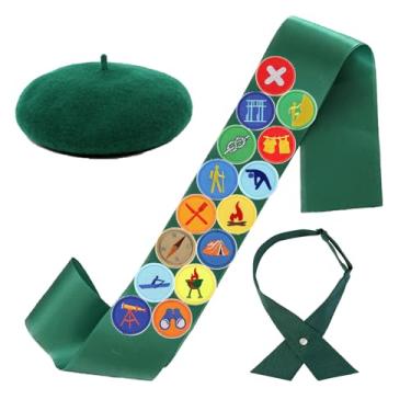 Imagem de Fantasia de cosplay de Halloween, 15 peças, emblemas de moral, faixa de cetim, faixa de boina verde, gravata borboleta, roupa de soldado militar do exército (verde, tamanho único)