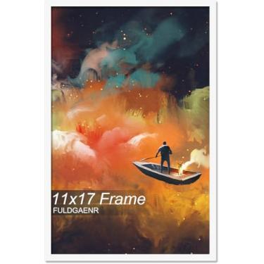 Imagem de FULDGAENR Porta-retrato 28 x 43 cm, molduras brancas para certificado de pôster, 28 x 43 cm, moldura de parede/mesa de alta transparência com visor vertical horizontal (branco | 28 x 43 cm)