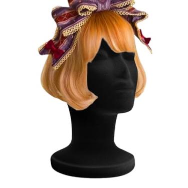 Imagem de Rrlihjgu Cabeça de Espuma, Suporte Masculino em Veludo para Cabeças de Manequim, Modelo de Exibição Preto para Cosmética de Óculos Auscultadores Perucas Chapéus Joias Lenços Acessórios de Cabelo