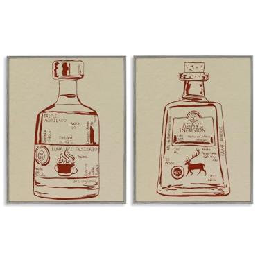 Imagem de Stupell Industries Conjunto de arte giclée emoldurado cinza 2 peças de essência de garrafa de licor por Melissa Wang, 14 x 11