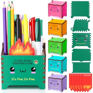 Imagem de AmazingSpark 6 porta-lápis de lixo com porta-lápis de madeira motivacional engraçados, presentes emocionais, acessórios de mesa de escritório para colegas de trabalho, professores, enfermeiras