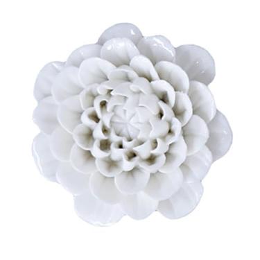 Imagem de KiBcsLic Arte de parede de flores de cerâmica, decoração artística, ornamento 3D, flores de porcelana penduradas para corredor, sala de jantar, quarto, Peônia de Pétalas Redondas