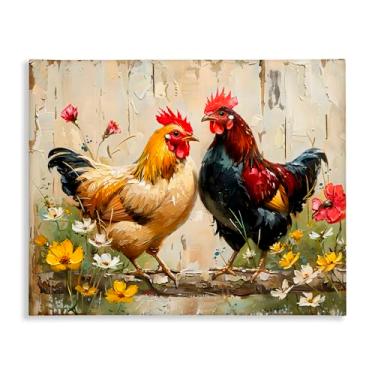 Imagem de Stupell Industries Arte de parede de galos florais Country Chic por LSR Creative Studio, 61 x 76 cm