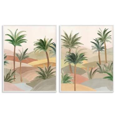 Imagem de Stupell Industries Conjunto de arte giclée emoldurado branco Exotic Desert Oasis 2 peças por Ian C., 76 x 61 cm