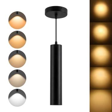 Imagem de Ajbvp Luzes pendentes de LED com zoom moderno para pendurar no teto, iluminação pendente, 5CCT/2700K-5000K, zoom de 15°-60°, iluminação pendente exclusiva para Kitchen Island Bar, 12W, preto (1 pacote