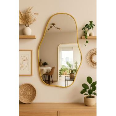 Imagem de Espelho orgânico grande moldura metalizada rose gold, dourado, preto e