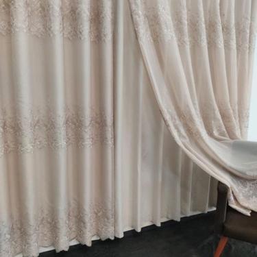 Imagem de Cortina Alto Padrão Bordada Voil Voal Com Forro Sala 5,00x2,60 - Salva