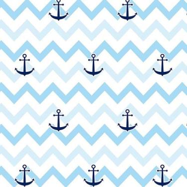 Imagem de Papel de Parede Adesivo Chevron Azul Âncoras - 014 - Multimpressão