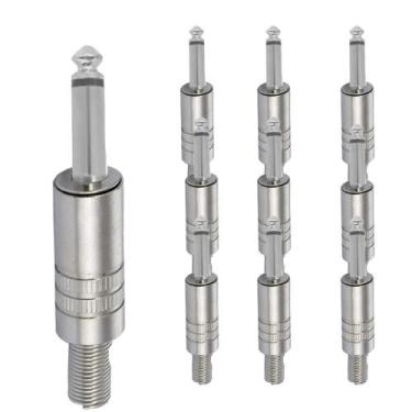 Imagem de Kit 10 Plug P10 Conector Estereo Mono Com Mola Microfone Caixas Mesa D