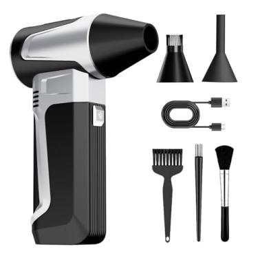 Imagem de ANCBD Espanador de ar elétrico - 160.000 RPM super potência, aspirador de ar sem fio, motor sem escovas recarregável, soprador de poeira ajustável com várias engrenagens para computador, teclado