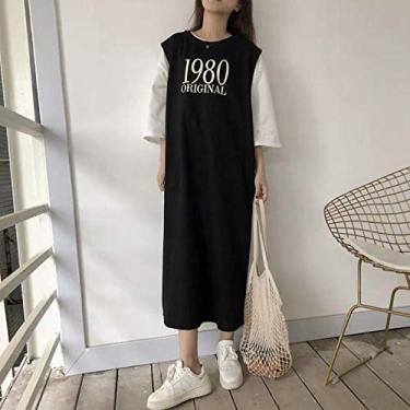 Imagem de Camisolas Mulheres Mid-calf Listrado Impresso Plus Size 5xl Solto Casual Adorável Meninas Sleep-shirts Confortável Moda Diária, 25, hM