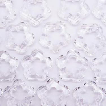 Imagem de Miçanga Passante Flor Acrílico Transparente 5 Pétalas 38mm 10pçs 75g -