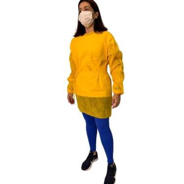 Imagem de Avental C/tiras Descartável Manga Longa TNT 40 gramas Aradesc 5 UNI Br