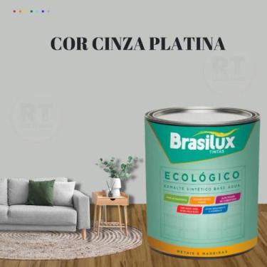 Imagem de Esmalte Sintético Brasilux Base Água Ecologico Cor Cinza 800ML Brilhan