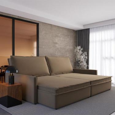 Imagem de Sofá sem Caixa Retrátil e Reclinável Tunísia 4 Lugares Velosuede Bege 