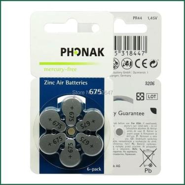 Imagem de Bateria Aparelho Auditivo Air Zinc 675 S/ Mercúrio 60 Pilhas - Phonak