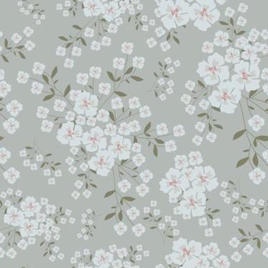 Imagem de EPPKILY Papel de parede floral branco de flores silvestres branco papel de parede floral retrô papel de contato de flores autoadesivo removível para paredes de quarto de meninas rolo de vinil 44,5 cm