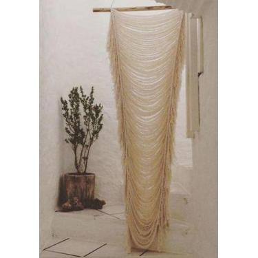 Imagem de Cortina de macramê: fibra, divisória de quarto Boho, 31x75cm, fio de a