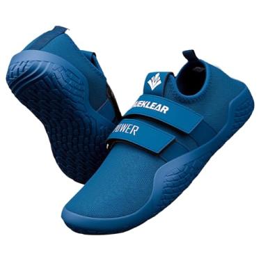 Imagem de MANUEKLEAR Tênis de levantamento de peso para homens e mulheres - Tênis de agachamento para musculação fitness Cross-Trainer tênis de ginástica descalço, Safira azul, 40