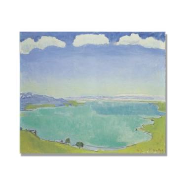 Imagem de Pinturas a óleo famosas, (paisagem 05) por Ferdinand Hodler, reprodução impressa em tela, arte de cenário para decoração de sala de estar. Apenas tela de 80 x 96 cm - 31,4 x 37,8 pol