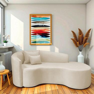 Imagem de Recamier Curvo Orgânico 180cm 3 Lugares Lado Direito para Sala de Estar Bouclé Londres Bege