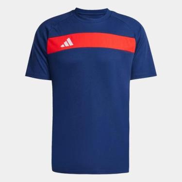Imagem de Camiseta Adidas Tiro Essentials Masculino, Azul, Vermelho, M