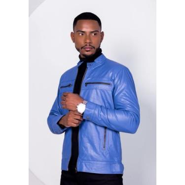 Imagem de Jaqueta de Couro Slim Azul - Parra Couros, EG